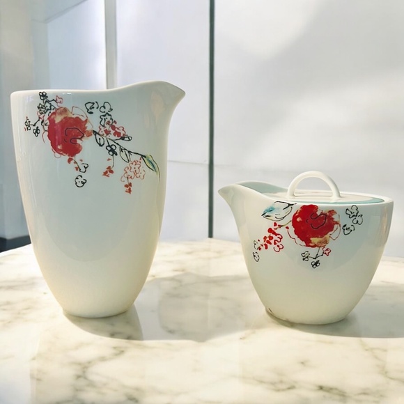 Lenox Simply Fine “Chirp” Covered Sugar Bowl and Creamer/Pitcher Set